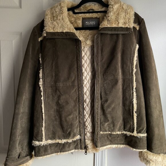 Wilson's Suede Leather Shearling Bomber Jacket - Picture 1 of 3